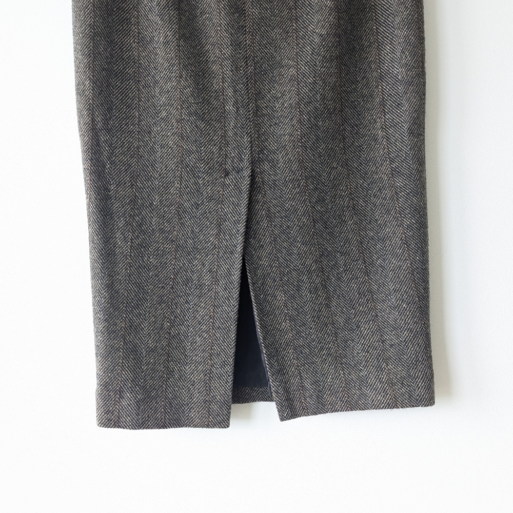 Ralph Lauren PURPLE Label 100% Cashmere Pencil Skirt Brown Herringbone Size 8 - Picture 10 of 16